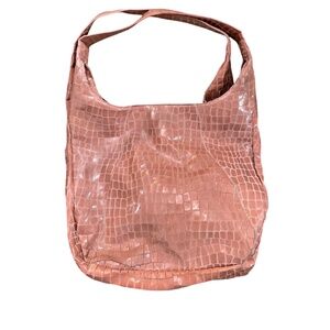 Carlos Falchi Chi Pink Croc Embossed Leather Bag
